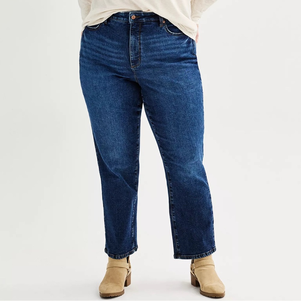 Sonoma dark wash blue jeans 26w plus size straight leg denim EUC